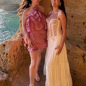 Matching Set - Satin Mini Ruffle Skirt